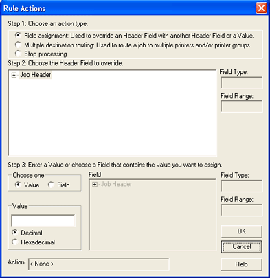 Rule Actions Dialog Box