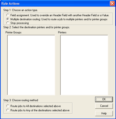 Rule Actions Dialog Box
