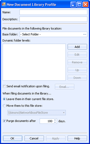 Document Library Profile Dialog Box