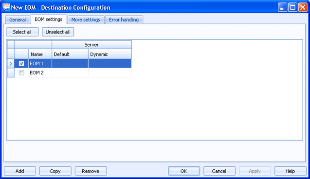 EOM settings tab