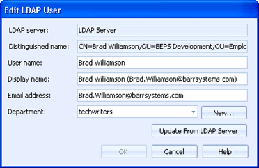 Edit LDAP User dialog box