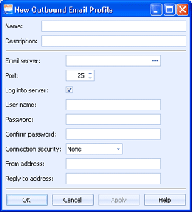 Email Profile Configuration dialog box