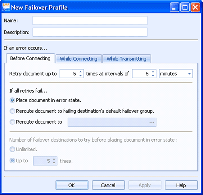 Failover Profile Configuration dialog box