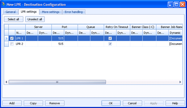 LPR settings tab