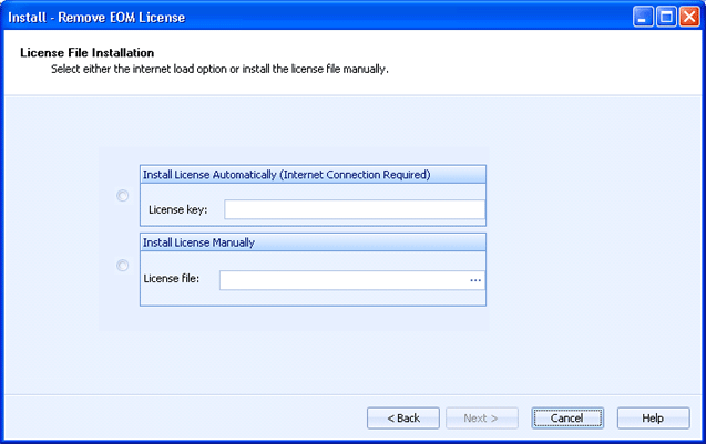 License File Installation dialog box