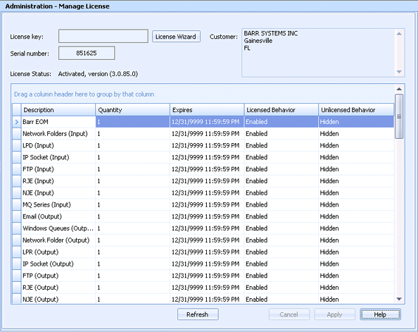 Manage EOM License Utility