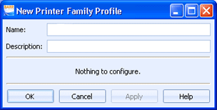 Printer Family Profile Configuration dialog box