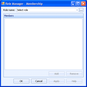 Role Manager - Membership Dialog Box