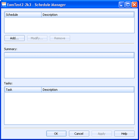 Scheduler Manager Dialog Box