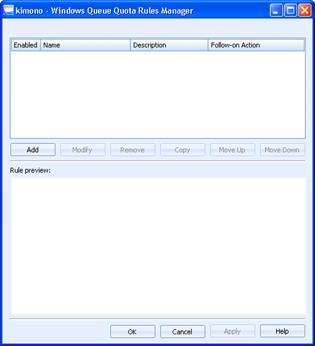 Windows Queue Quota Managment Rules Manager Dialog