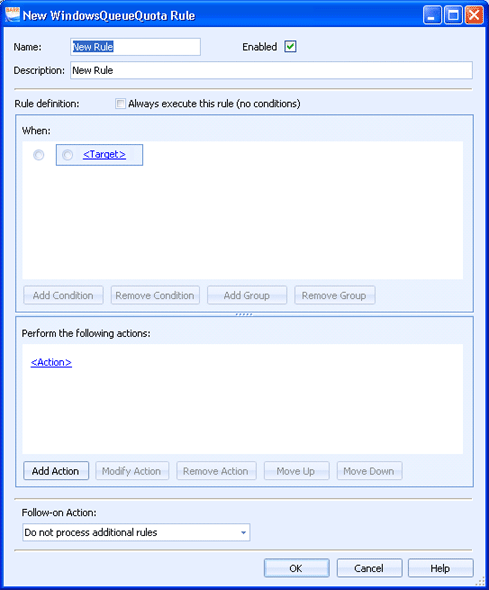 Windows Queue Quota Rule Dialog Box