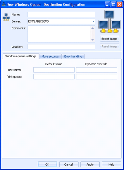 Windows queue settings tab