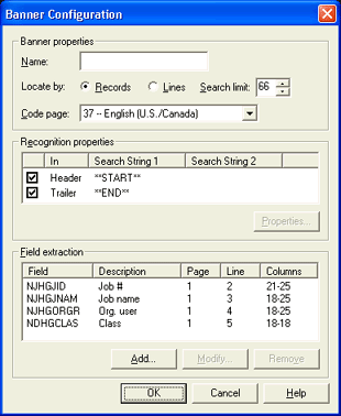 Banner Configuration Dialog Box