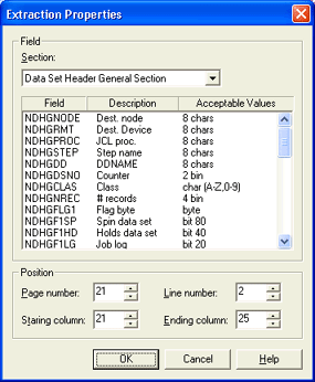 Extraction Properties Dialog Box